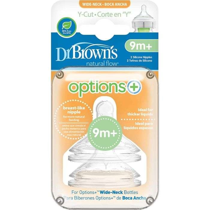 DR BROWNS OPTIONS+ TETINE COLE LARGE PACK DE 2 CORTE EN Y 9 MOIS + - DR BROWNS