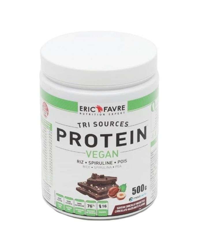 ERIC FAVRE TRI SOURCES PROTEIN VEGAN RIZ SPIRULINE POIS SAVEUR CHOCOLAT NOISETTES 500 G - ERIC FAVRE