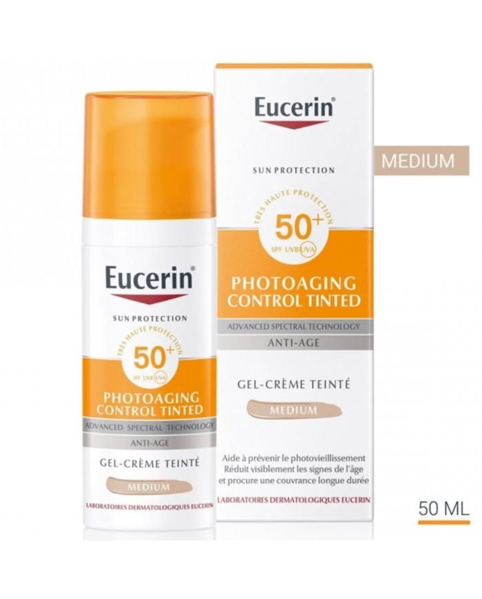 EUCERIN PHOTOAGING CONTROL TINTED SUN GEL CREME SPF 50+ MEDIUM - EUCERIN