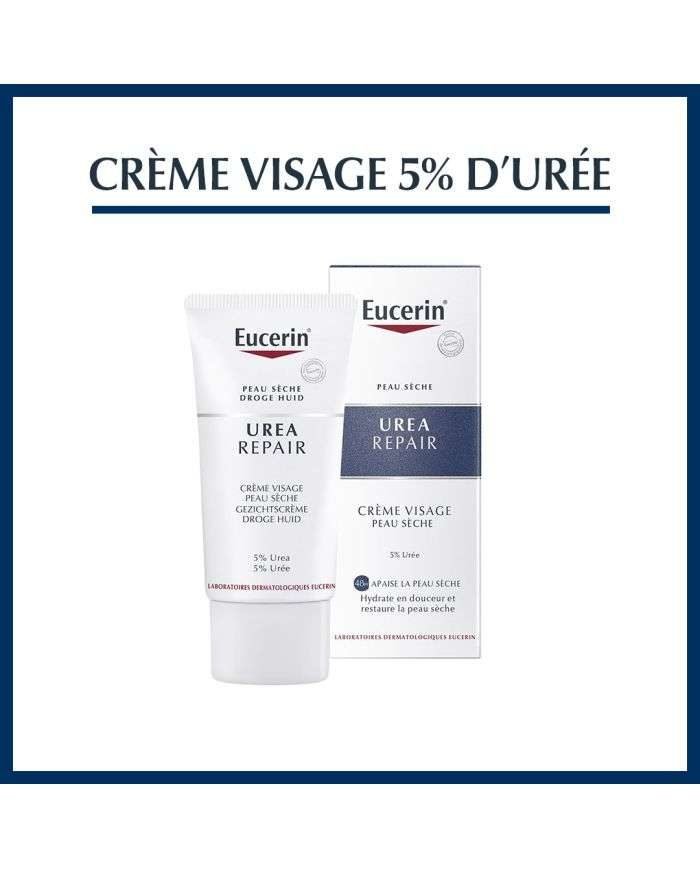 EUCERIN UREA REPAIR CREME VISAGE PEAU SECHE 5 % D’UREE 50 ML - EUCERIN