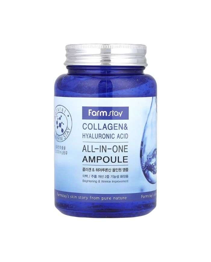 FARMSTAY COLLAGEN ET ACIDE HYALURONIQUE AMPOULE ALL IN ONE 250 ML - FARMSTAY