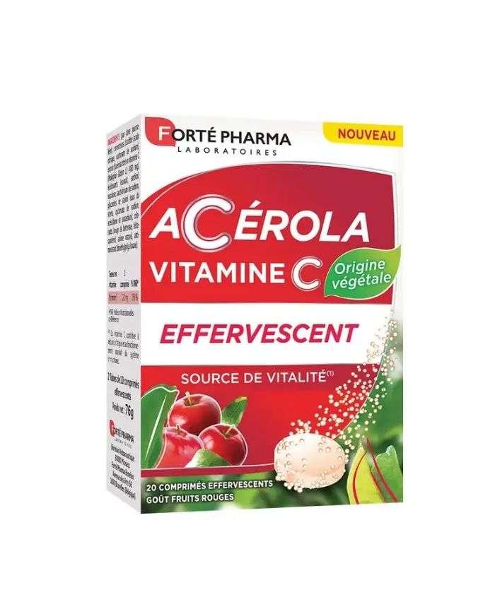 FORTE PHARMA ACEROLA VITAMINE C 20 COMPRIMES EFFERVESCENTS GOUT FRUITS ROUGES - FORTE PHARMA