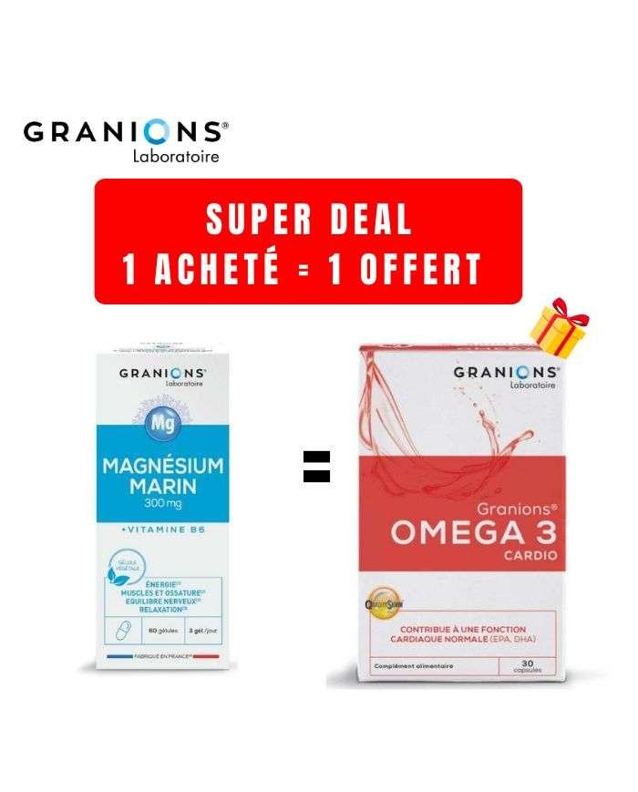 GRANIONS OFFRE 1 MAGNESIUM MARIN 300MG 60 GELULES ACHETER + 1 OMEGA 3 30 CAPSULES OFFERT - GRANIONS