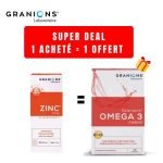GRANIONS OFFRE 1 ZINC 15MG 60 GELULES ACHETER + 1 OMEGA 3 30 CAPSULES OFFERT - GRANIONS