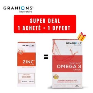 GRANIONS OFFRE 1 ZINC 15MG 60 GELULES ACHETER + 1 OMEGA 3 30 CAPSULES OFFERT - GRANIONS