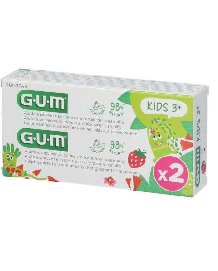 GUM COFFRET DENTIFRICE ENFANTS FLUORE 3 ANS + LOT DE 2 x 50 ML - GUM