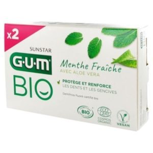 GUM Dentifrice Menthe Fraîche Aloe Vera Bio Lot de 2 x 75 ml - GUM