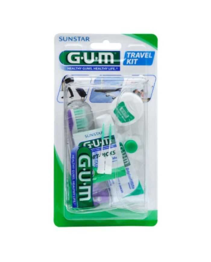 GUM KIT VOYAGE BROSSE A DENTS+ FIL DENTAIRE+DENTIFRICE REF 156 - GUM