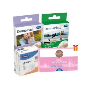 HARTMANN MINI KIT DERMAPLAST SOFT 10 UNITES + PROTECT PLUS 20 UNITES + OMNIPOR + GIFRER BOITE DE 5 SERUM PHYSIOLOGIQUE OFFERT - HARTMANN