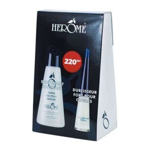 HEROME OFFRE DISSOLVANT SOIGNANT 120ML + DURCISSEUR FORT POUR ONGLES 10ML - HEROME