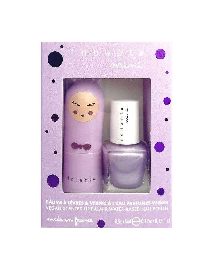 INUWET MINI DUO BAUME A LEVRES ET VERNIS PARFUM GUIMAUVE MYRTILLE - INUWET