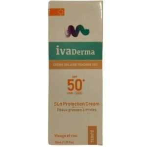 IVADERMA CREME SOLAIRE TOUCHER SEC SPF 50+ TEINTE 50ML - IVADERMA