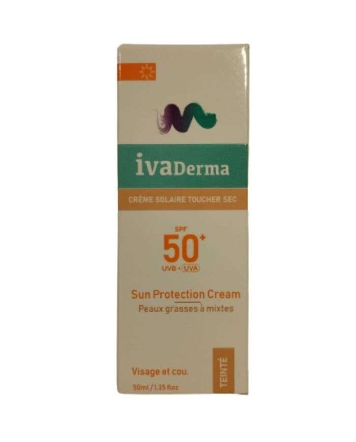 IVADERMA CREME SOLAIRE TOUCHER SEC SPF 50+ TEINTE 50ML - IVADERMA