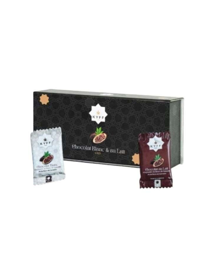 KYFF CHOCOLAT BLANC ET AU LAIT A LA POUDRE DE FLEURS DE CANNABIS 24 PIECES - KYFF
