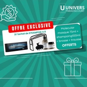 L&rsquo;OREAL PROFESSIONNEL OFFRE PACK STEAMPOD 4.0 + MOLECUAR MASQUE75ML+ SHAMPOING 100ML +BROSSE + TROUSSE OFFERTS - STEAMPOD