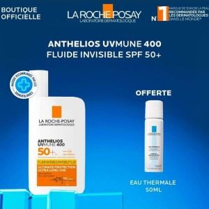 LA ROCHE POSAY OFFRE ANTHELIOS UVMUNE 400 FLUIDE SOLAIRE INVISIBLE SPF 50+ 50 ML + EAU THERMALE 50 ML OFFERTE - LA ROCHE POSAY