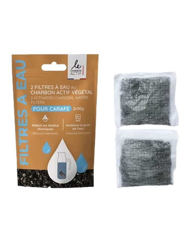 LE CHARBON ACTIF FRANCAIS 2 FILTRES A EAU AU CHARBON ACTIF VEGETAL 2X 30 G - LE CHARBON ACTIF FRANÇAIS