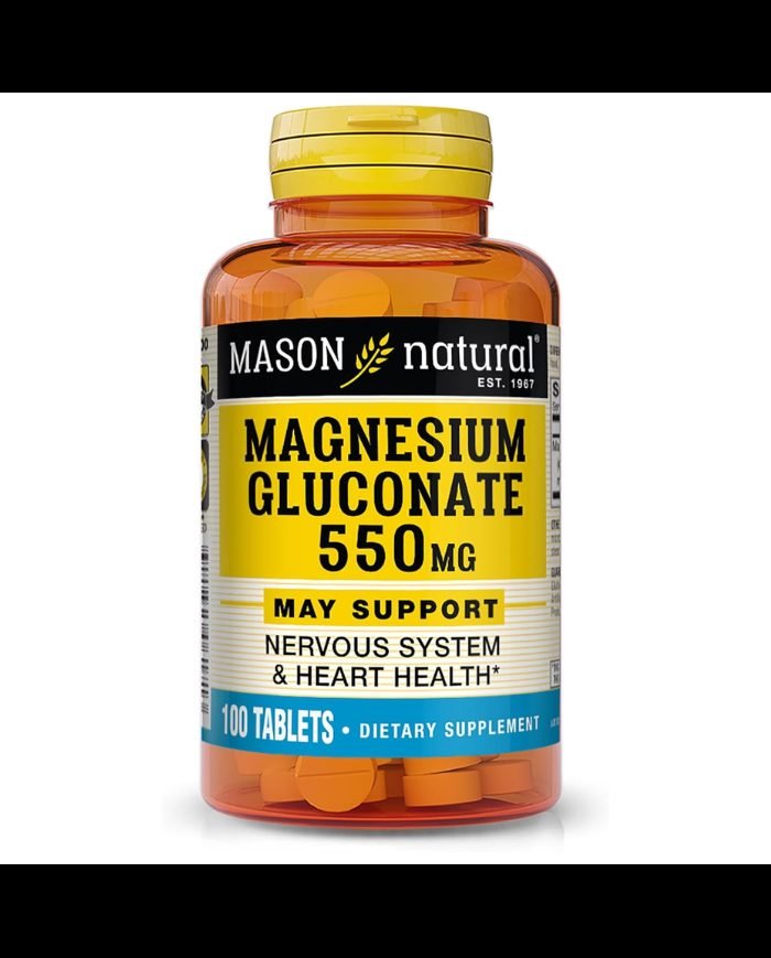 MASON NATURAL MAGNESIUM GLUCONATE 550 MG 100 TABLETS - MASON NATURAL
