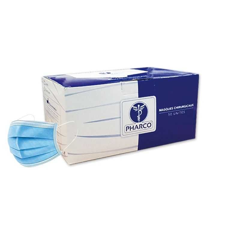 PHARCO MASQUES CHIRURGICAUX BLEU BOITE DE 50 - PHARCO