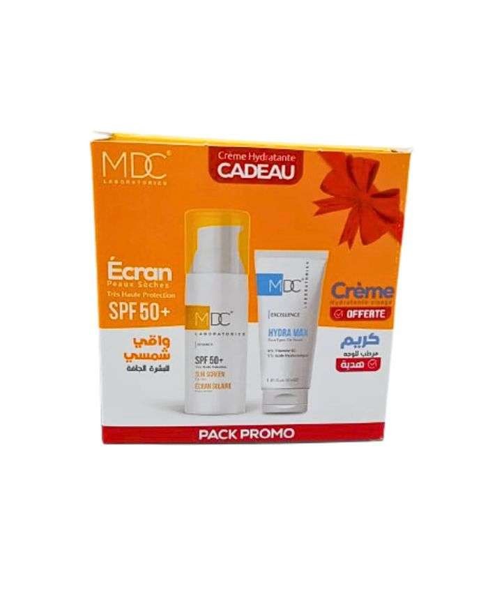 MDC PACK SYNERGY ECRAN SOLAIRE SPF 50+ PEAUX SECHES 50 ML + CREME HYDRATANTE HYDRA MAX 30ML OFFERTE - MDC