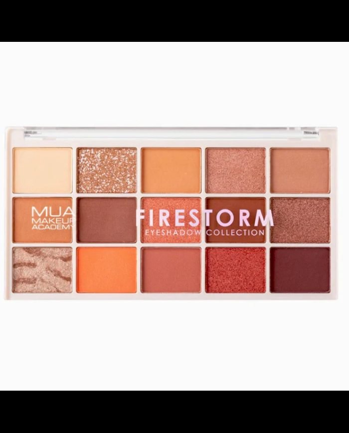 MUA 15 SHADE EYESHADOW PALETTE FIRESTORM 12 G - MUA MAKEUP ACADEMY