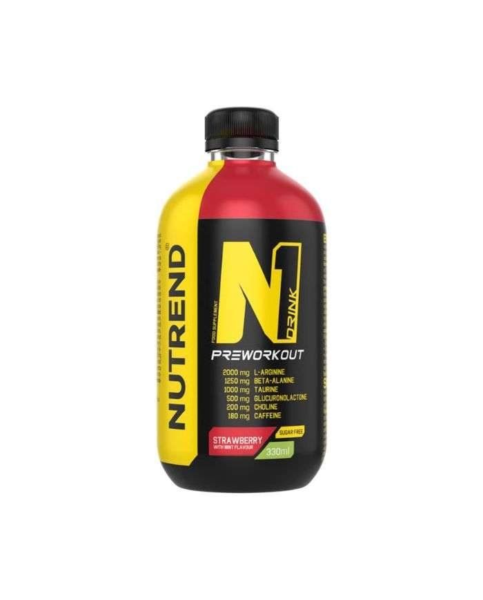 NUTREND N1 PRE WORKOUT BOISSON ENERGETIQUE GOUT FRAISE ET MENTHE 330ML - NUTREND