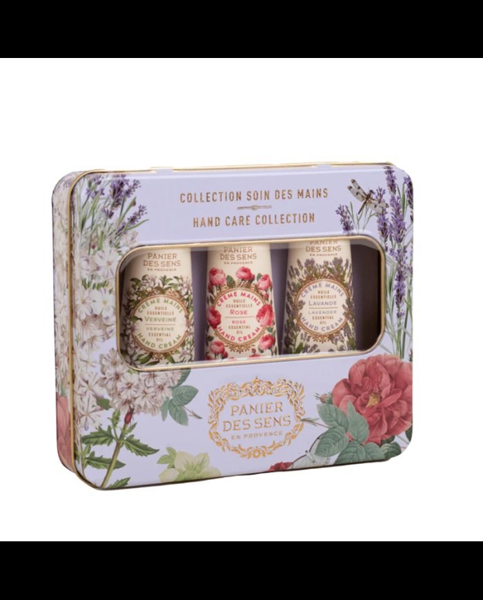 PANIER DES SENS COFFRET CREME MAINS AUX HUILLES ESSENTIELS LAVANDE ROSE ET WERVEINE 3X 30 ML - PANIER DES SENS