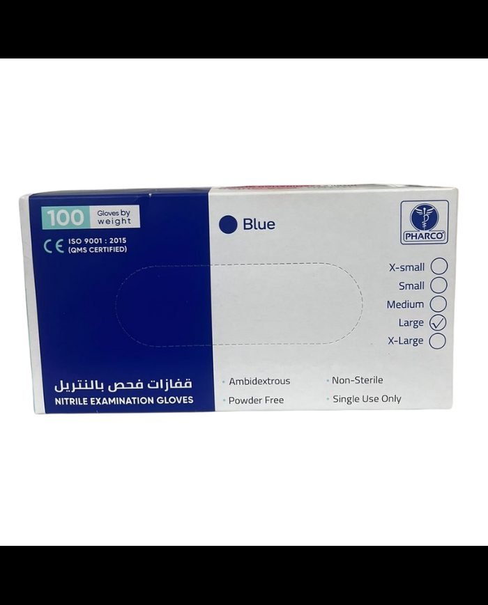 PHARCO BLUE NITRILE EXAMINATION GANTS TAILLE L 100 UNITES - PHARCO