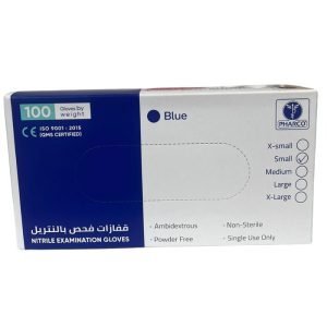 PHARCO BLUE NITRILE EXAMINATION GANTS TAILLE S 100 UNITES - PHARCO