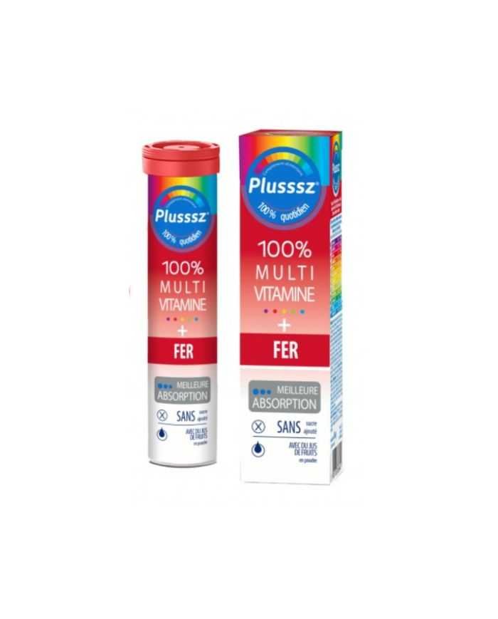 PLUSSSZ 100% MULTIVITAMINE+FER 20 COMPRIMES GOUT ORANGE CERISE - PLUSSSZ
