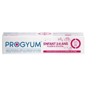 PROGYUM DENTIFRICE ENFANT 2-6 ANS FLUOR ET XYLITOL AROME GRENADINE 75 ML - PROGYUM