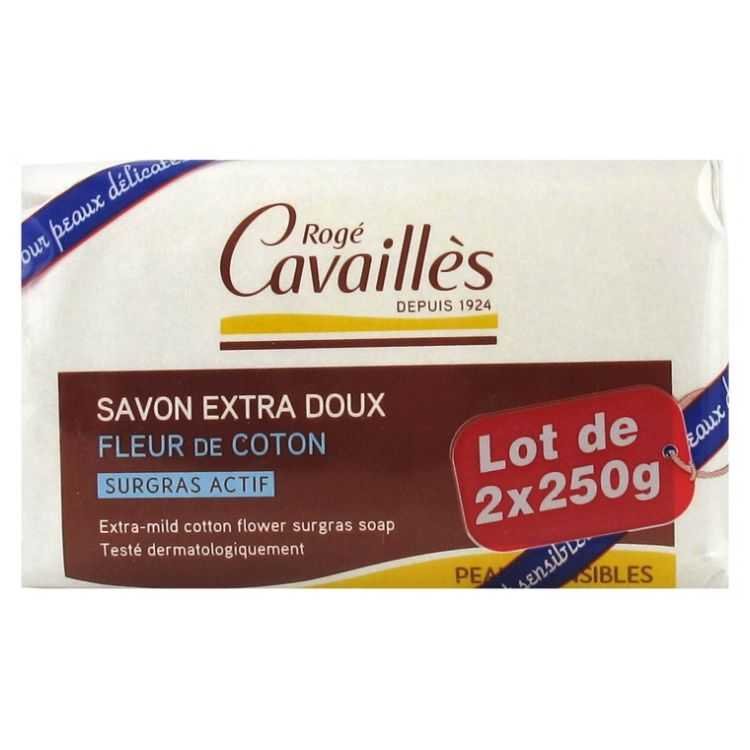 ROGE CAVAILLES SAVON EXTRA DOUX FLEUR DE COTON LOT DE 2 x 250 G - ROGE CAVAILLES