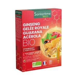 SANTAROME BIO GINSENG GELEE ROYALE GUARANA ACEROLA 20 AMPOULES 10ML - SANTAROME BIO