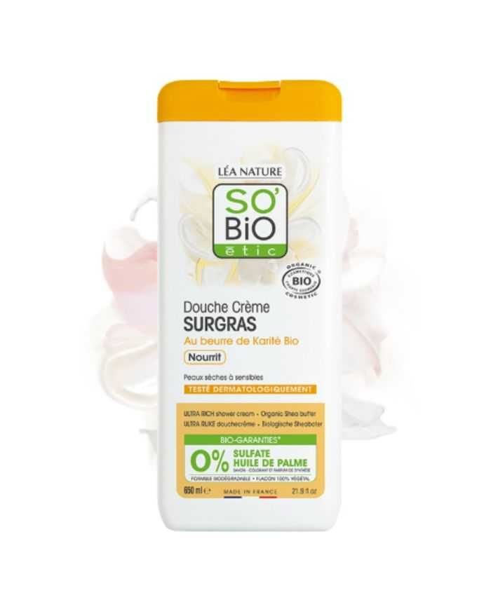 SO BIO DOUCHE CREME SURGAS AU BEURRE DE KARITE BIO NOURRIT 650 ML - SO BiO