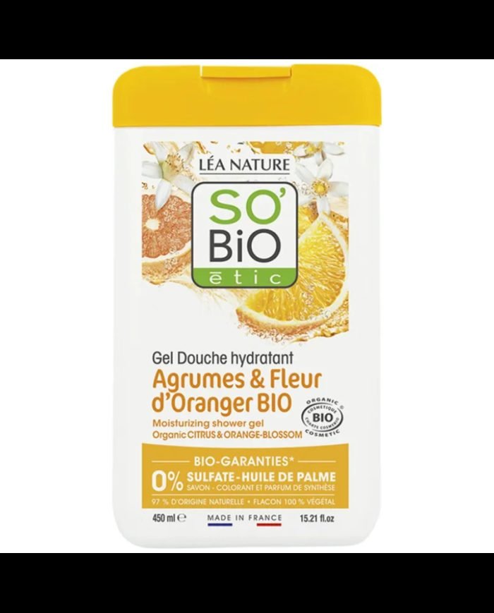 SO BIO GEL DOUCHE HYDRATANT AGRUMES ET FLEURS ORANGER BIO 450 ML - SO BiO