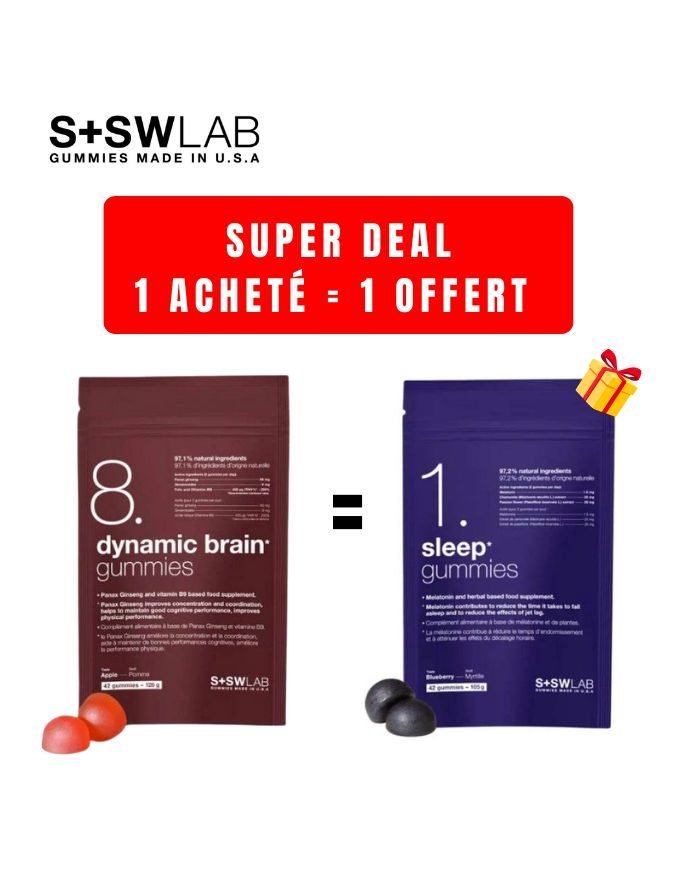 SSWLAB OFFRE 1 DYNAMIC8 BRAIN GUMMIES 126G 42 GUMMIES GOUT POMME + SLEEP 42 GOMMIES OFFERT - SSWLAB