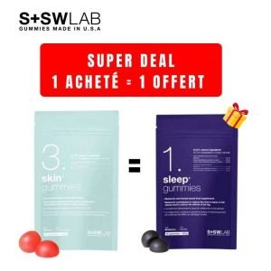 SSWLAB OFFRE 1 SKIN GUMMIES3 105G 42 GUMMIES GOUT FRUIT ROUGES ACHETER + 1 SLEEP 42 GUMMIES OFFERT - SSWLAB