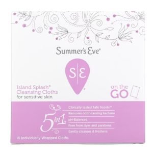 SUMMERS EVE ISLAND SPLASH CLEANSING CLOTHS LINGETTES FOR SENSITIVE SKIN 5 IN 1 - SUMMERS EVE