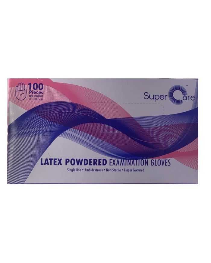 SUPERCARE LATEX POWDERED EXAMINATION GLOVES 100 PIECES TAILLE L - SUPERCARE