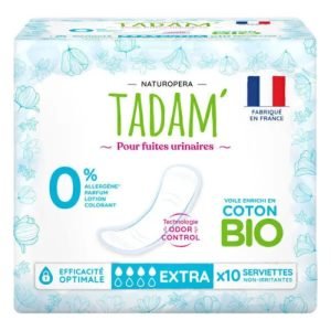 TADAM 10 SERVIETTES EXTRA POUR FUITE URINAIRES COTON BIO - TADAM
