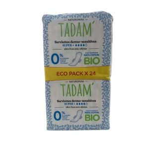 TADAM ECO PACK 24 SERVIETTES DERMO SENSITIVES SUPER + COTON BIO - TADAM