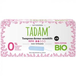 TADAM TAMPONS DERMO SENSITIFS MINI COTON BIO X16 - TADAM
