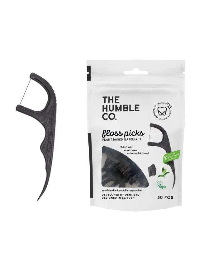 THE HUMBLE CO FIL DENTAIRE CHARBON PICKS 50 PIECES - THE HUMBLE CO