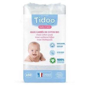 TIDOO MAXI CARRE COTON BIO 50 UNITES - TIDOO