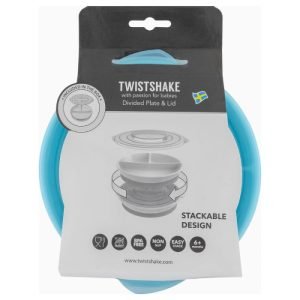 TWISTSHAKE ASSIETTE D&rsquo;APPRENTISSAGE REPAS BEBE A COMPARTIMENT BLEU PASTEL - TWISTSHAKE