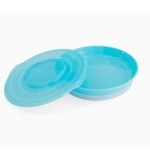 TWISTSHAKE ASSIETTE D&rsquo;APPRENTISSAGE REPAS BEBE AVEC COUVERCLE BLEU 6 MOIS PLUS - TWISTSHAKE