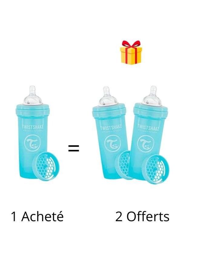 TWISTSHAKE OFFRE 1 BABY BOTTLE ANTI COLIC ALL IN ONE 260 ML 2M+ BLEU ACHETE 2 OFFERTS - TWISTSHAKE