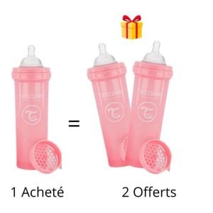 TWISTSHAKE OFFRE BABY 1 BOTTLE ANTI COLIC ALL IN ONE 330ML 4M+ ROSE ACHETE 2 OFFERTS - TWISTSHAKE