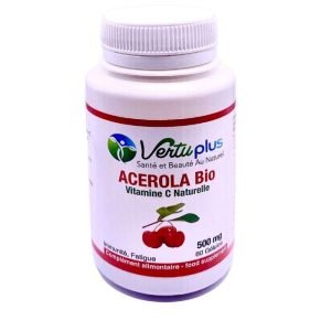 VERTUPLUS ACEROLA BIO VITAMINE C NATURELLE 500MG 60 GELULES - VERTU PLUS