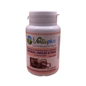 VERTUPLUS VITAMINES ET MINERAUX CHEVEUX ONGLES ET PEAU 60 GELULES - VERTU PLUS